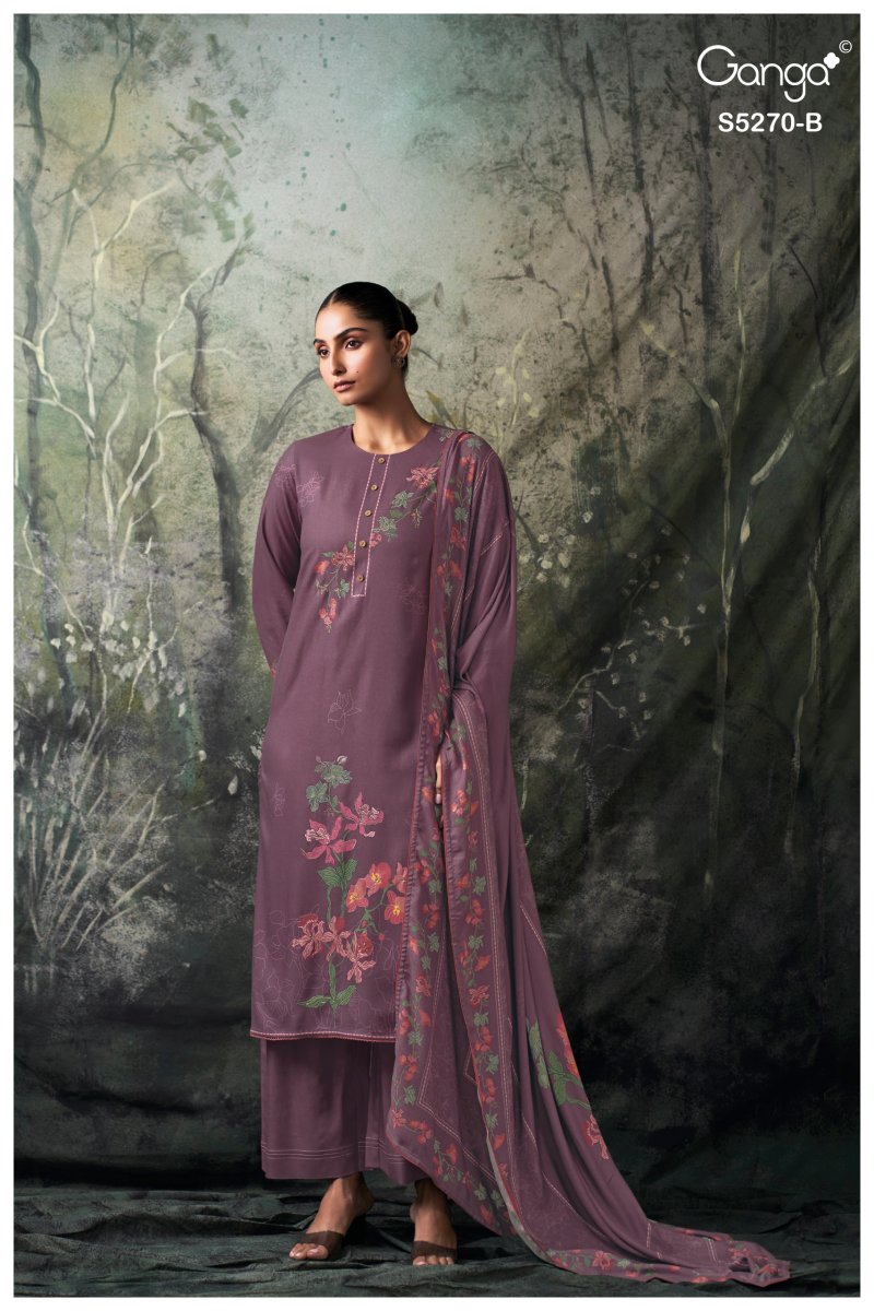 Yutisha 5270 By Ganga Wool Pashmina Dress Material